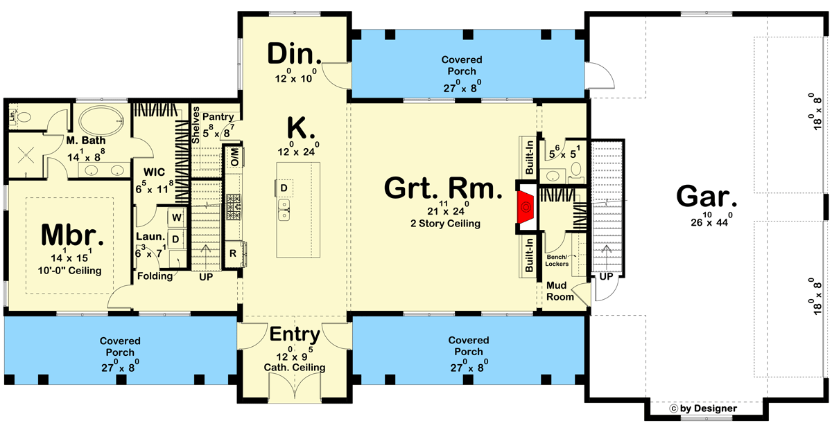 Plan 623158DJ: 4 Bed Barndominium-Style House Plan Just Over 3000 Square Feet - Floor Plan - Main Level - Barndominium, Country, Transitional