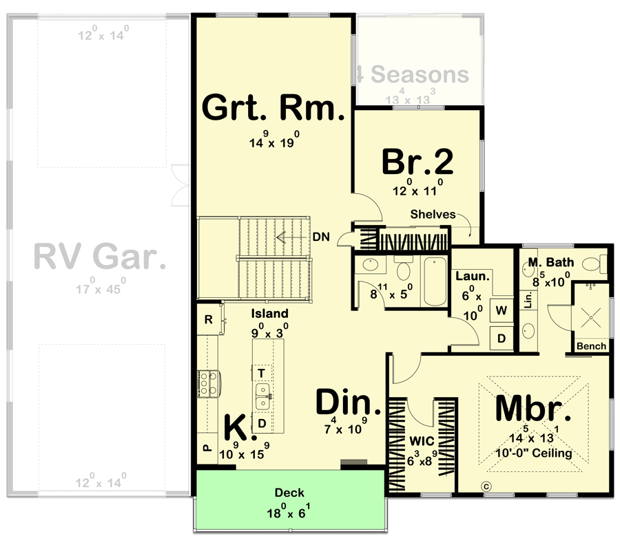 Plan 623160DJ: New American Carriage House Plan with RV Garage and Shop - 1870 Sq Ft - Floor Plan - 2nd Floor - Barndominium, Carriage, Contemporary, New American, Transitional