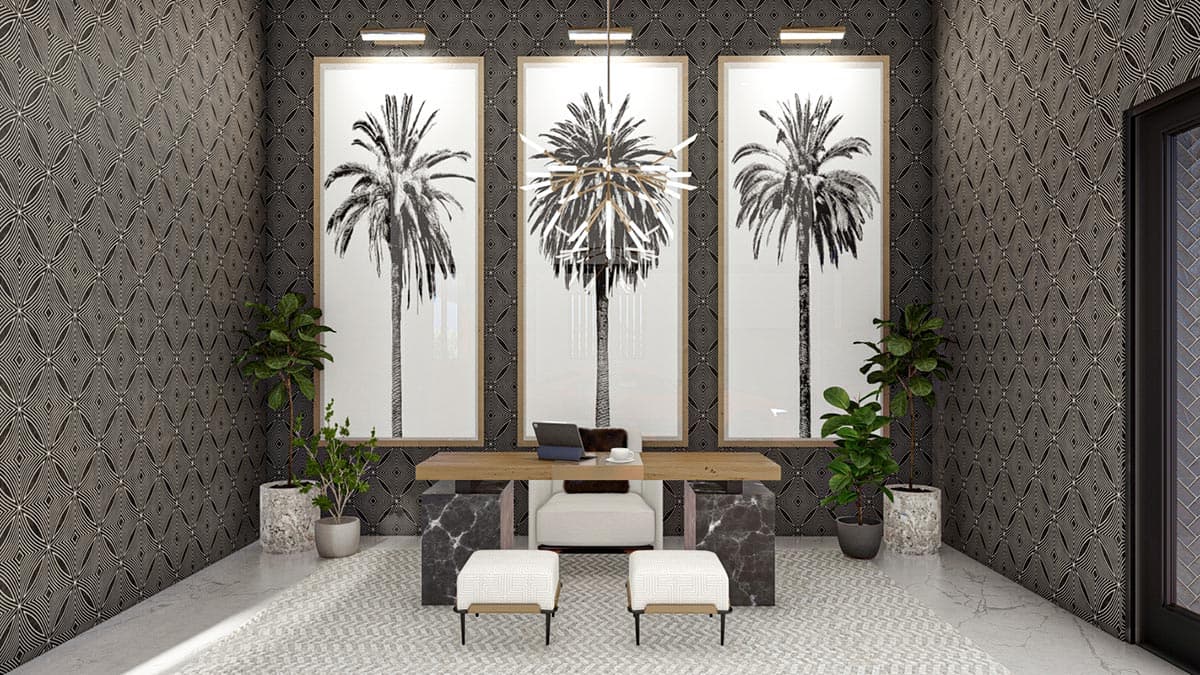 Plan 623161DJ: 3000 Square Foot 6-Car Modern Garage with 1000 Square Feet of Finished Space - Image #9 - Barndominium, Contemporary, Mid Century Modern, Modern