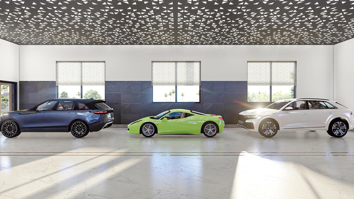 Plan 623161DJ: 3000 Square Foot 6-Car Modern Garage with 1000 Square Feet of Finished Space - Image #11 - Barndominium, Contemporary, Mid Century Modern, Modern