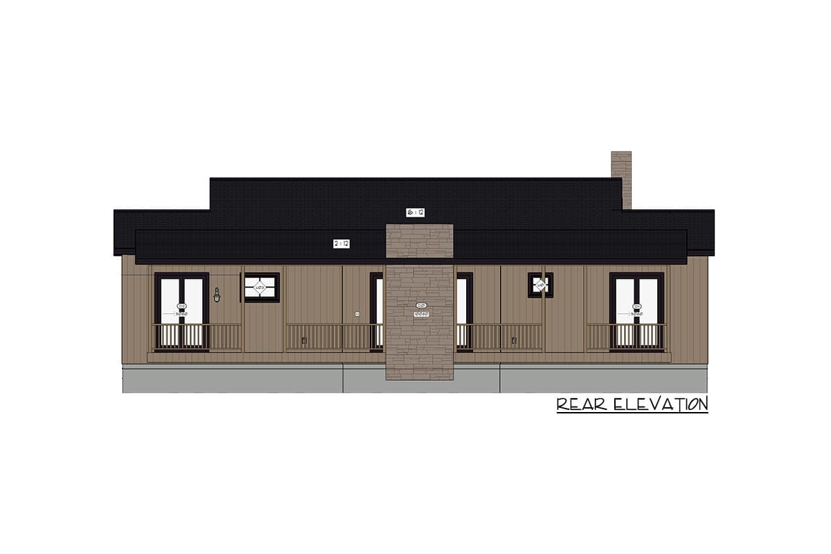 Plan 744505ABR: Modern Cozy Cottage House Plan Under 1500 Square Feet with Central Game Room - Image #12 - Country, New American, Ranch, Rustic