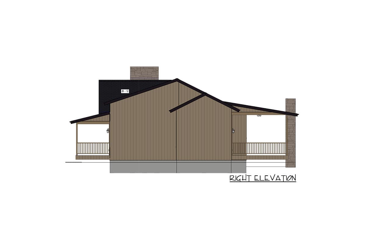 Plan 744505ABR: Modern Cozy Cottage House Plan Under 1500 Square Feet with Central Game Room - Image #13 - Country, New American, Ranch, Rustic