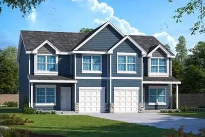 Duplex House Plan with Matching 1528 Square Foot 3-Bed Units