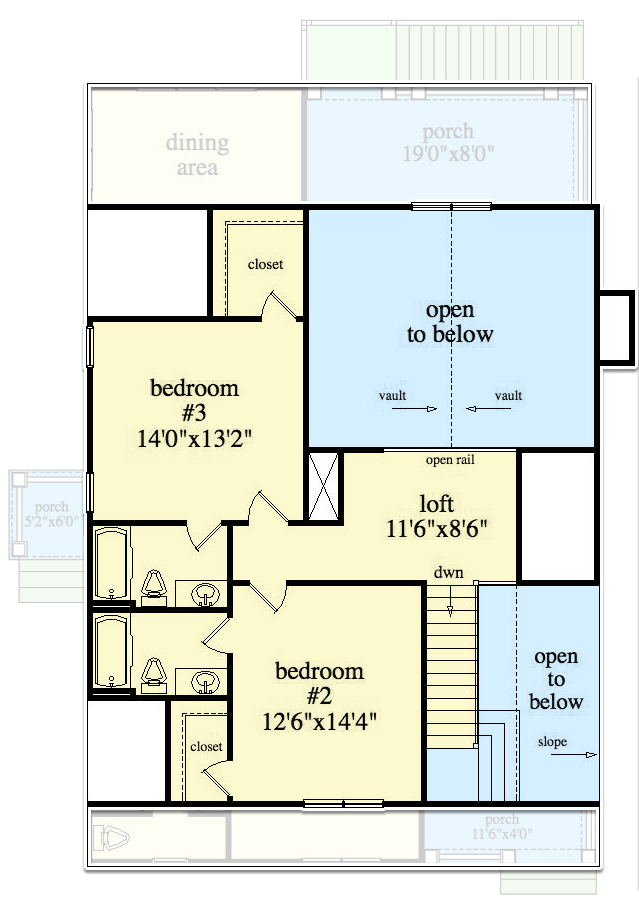 Plan 29903LDG: 3-Bed Wilderness Cabin Under 2300 Square Feet with Lower Level Expansion - Floor Plan - 2nd Floor - Cabin, Cottage, Country, Craftsman, Rustic