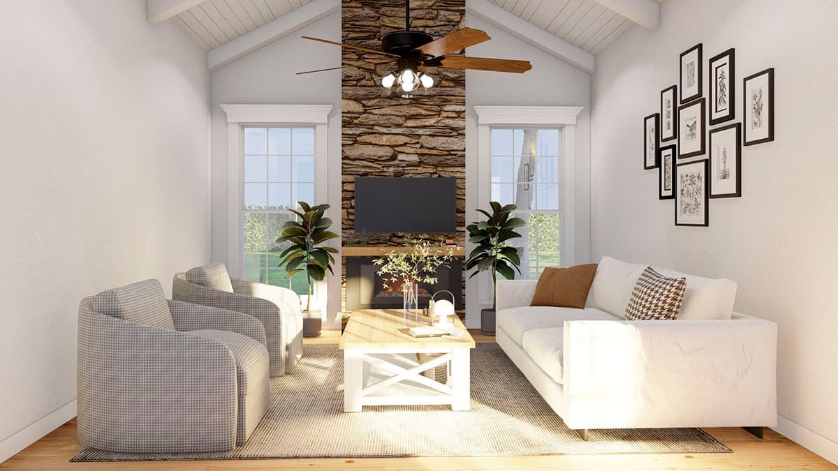 Plan 70828MK: 3-Bed Country Cottage House Plan with Vaulted Living Area - 1284 Sq Ft - Image #9 - Cottage, Country, Traditional, Vacation