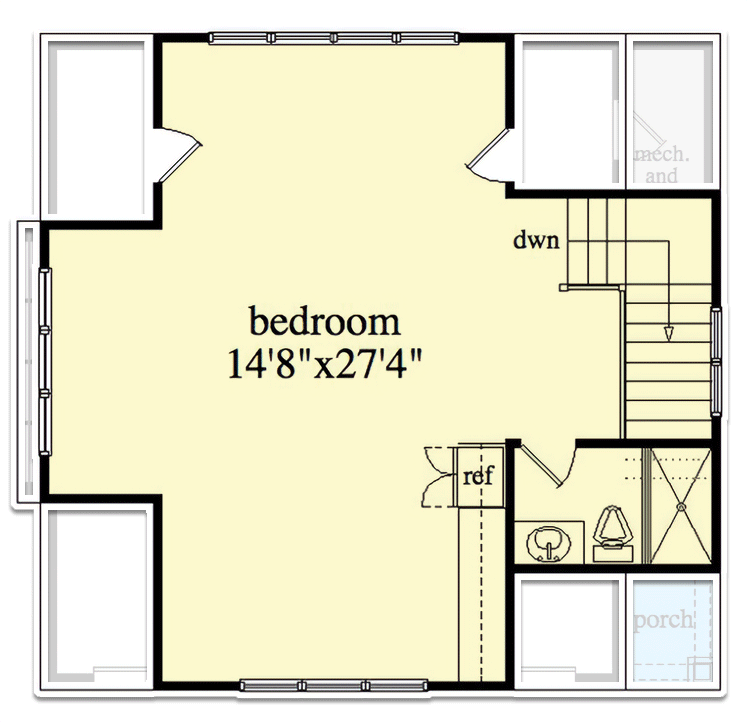 Plan 29904LDG: Craftsman Carriage House Plan with 2-Car 710 Square Foot Garage - Floor Plan - 2nd Floor - Carriage, Country, Craftsman, New American, Rustic
