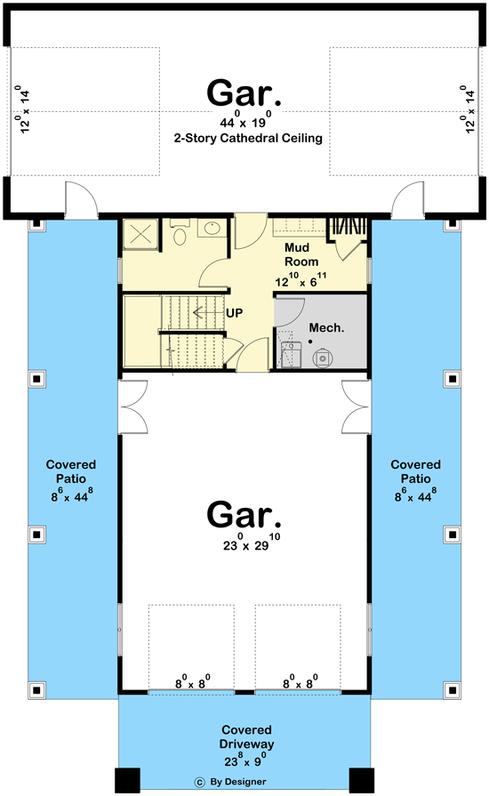 Plan 623163DJ: Barndominium-Style Carriage House Plan with 2-Bedrooms - 1275 Sq Ft - Floor Plan - Main Level - Barndominium, Carriage, Country, Craftsman, New American