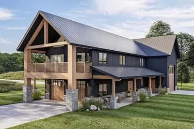 Barndominium-Style Carriage House Plan with 2-Bedrooms - 1275 Sq Ft