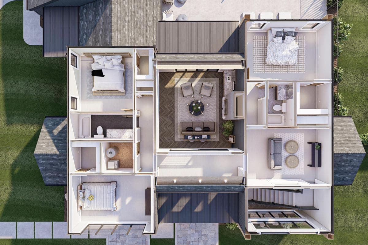 Plan 623164DJ: Modern Scandinavian House Plan with 4 Beds and 2-Story Great Room - 3300 Sq Ft - Image #13 - Contemporary, Mountain, New American, Scandinavian, Transitional