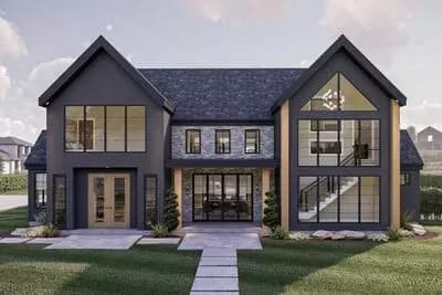 Modern Scandinavian House Plan with 4 Beds and 2-Story Great Room - 3300 Sq Ft