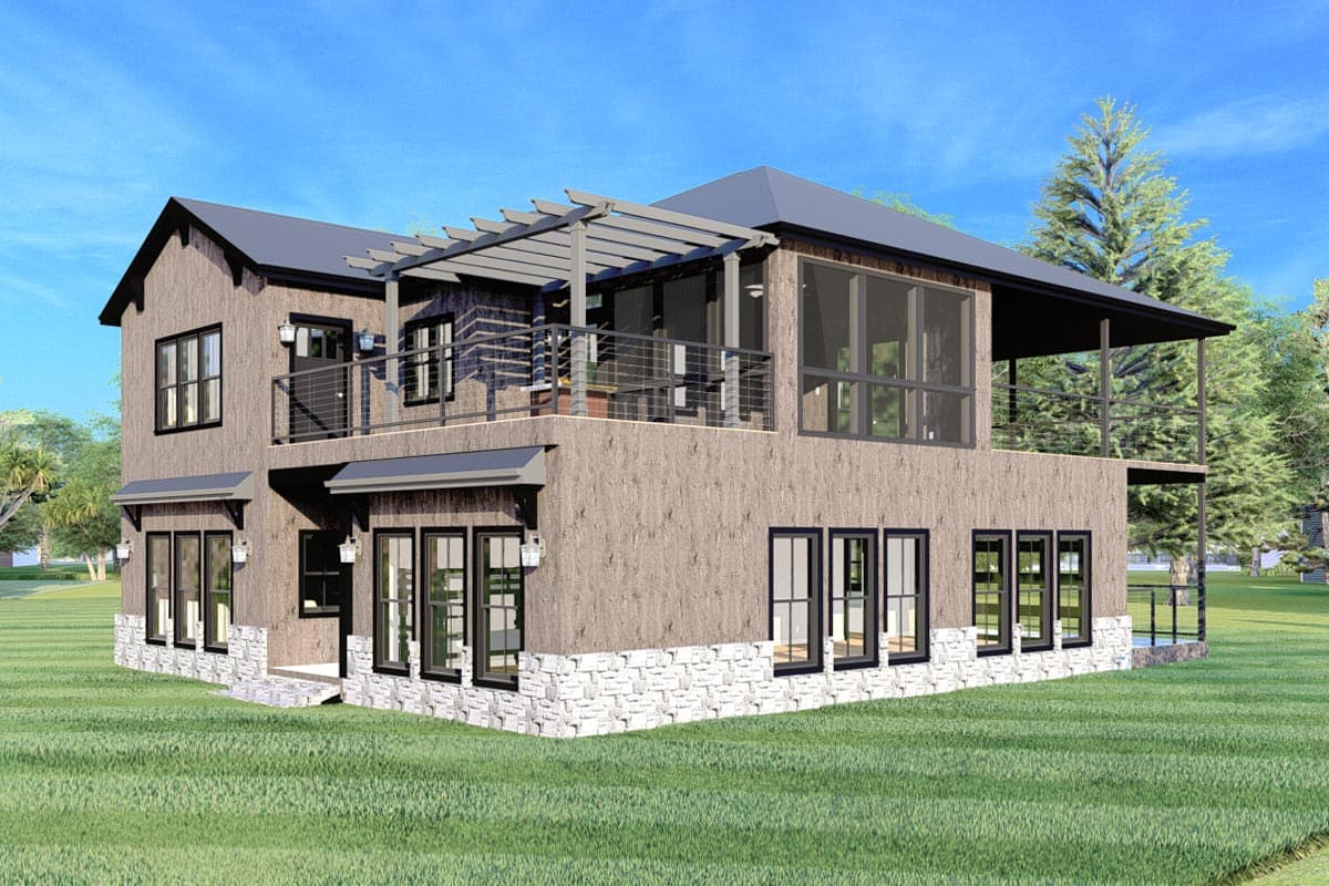 Plan 744507ABR: 2700 Square Foot Rustic Home Plan with Game Room and Bunk Room - Image #4