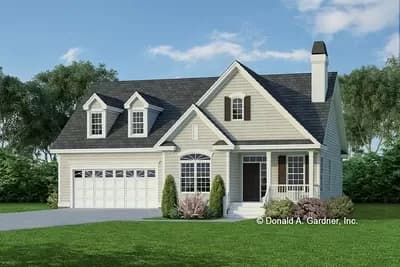 3-Bed House Plan Under 1300 Square Feet with 2-Car Garage 