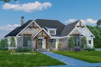 4 Bed 2800 Square Foot Rustic Farmhouse with Bonus Expansion and Large Rear Porch