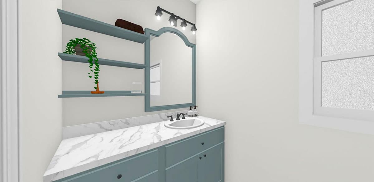 Plan 430830SNG: 1100 Square Foot Country Home Plan with Optional Pet Space Under Stairs - Image #7 - Cottage, Traditional