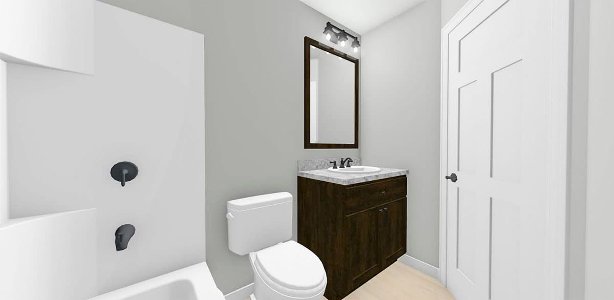 Plan 430830SNG: 1100 Square Foot Country Home Plan with Optional Pet Space Under Stairs - Image #9 - Cottage, Traditional