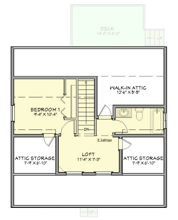 Plan 430831SNG: 1000 Square Foot 2-Bed Farmhouse Cottage with 6'-Deep Front Porch - Floor Plan - 2nd Floor - Cottage, Country, Farmhouse, Modern Farmhouse, New American