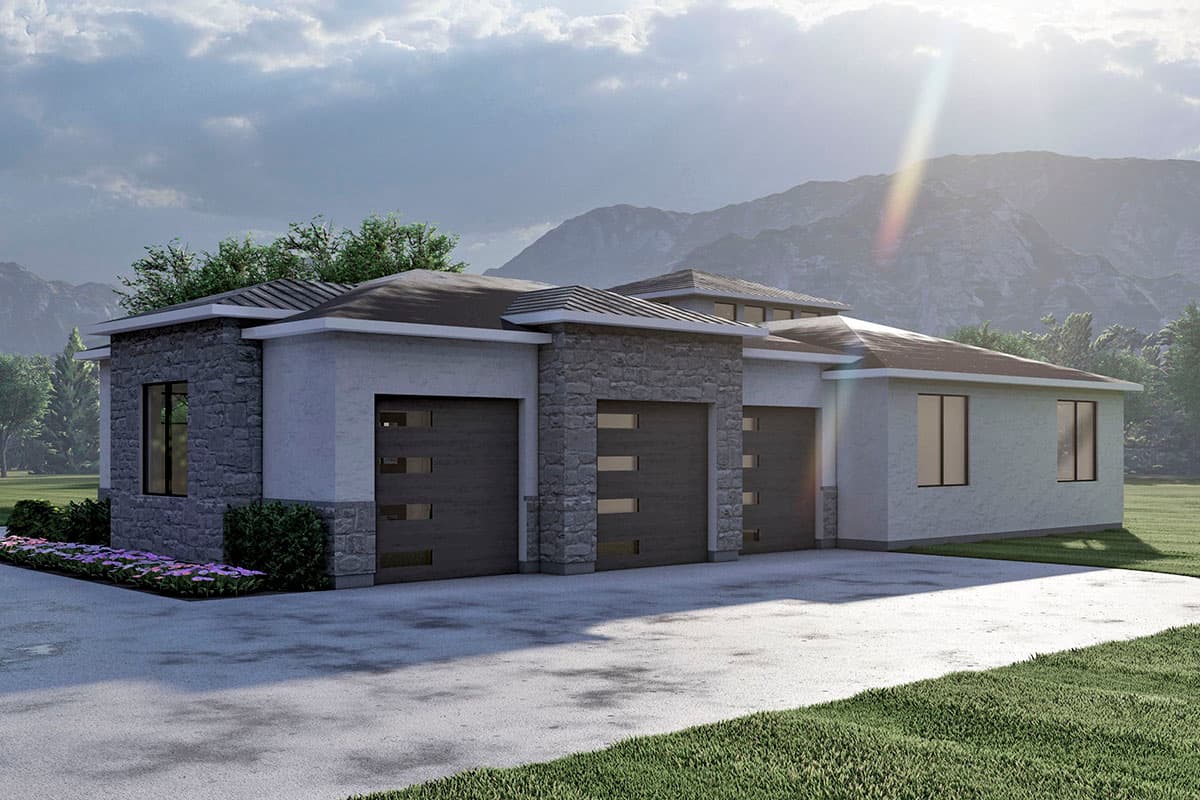 Plan 490092NAH: Modern Prairie-Style House Plan Under 2200 Square Feet with Lower Level Expansion - Image #5 - Contemporary, European, Mediterranean, Prairie, Ranch, Transitional