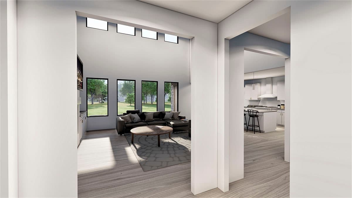 Plan 490092NAH: Modern Prairie-Style House Plan Under 2200 Square Feet with Lower Level Expansion - Image #6 - Contemporary, European, Mediterranean, Prairie, Ranch, Transitional