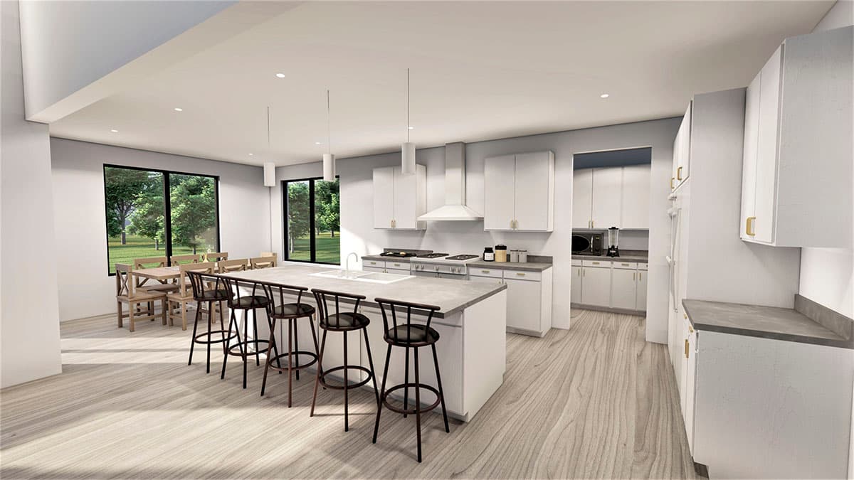 Plan 490092NAH: Modern Prairie-Style House Plan Under 2200 Square Feet with Lower Level Expansion - Image #8 - Contemporary, European, Mediterranean, Prairie, Ranch, Transitional