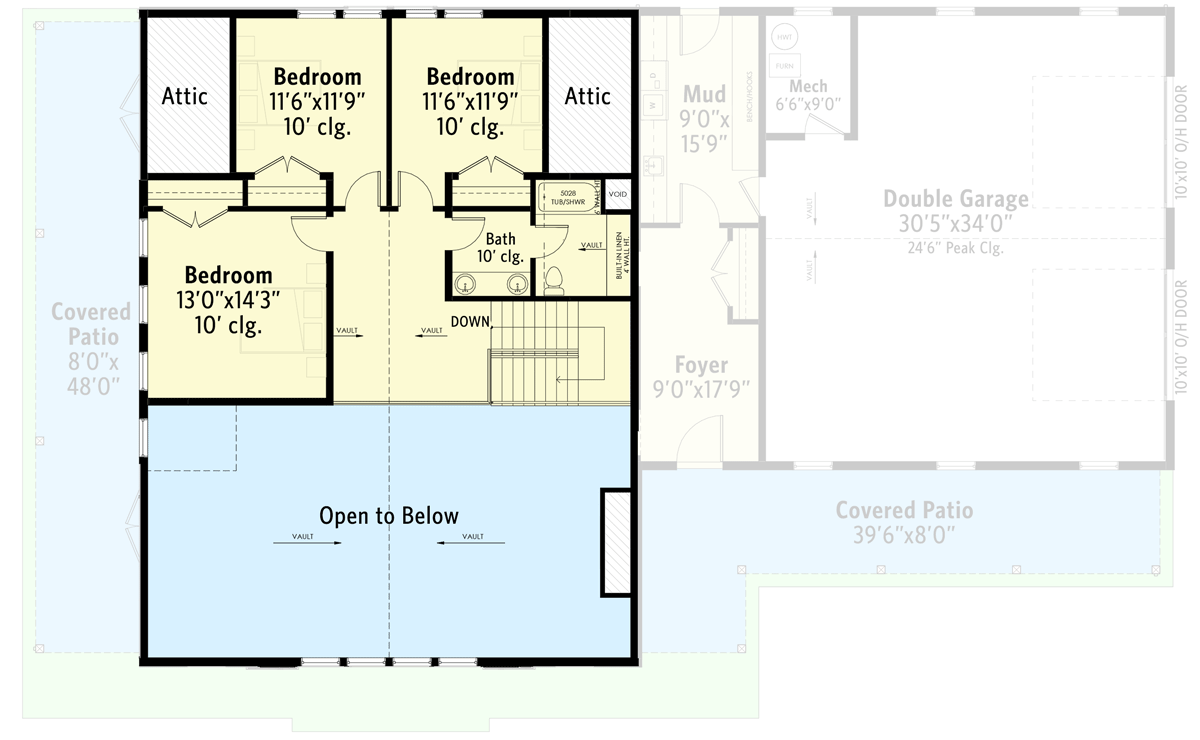 Plan 270063AF: 4-Bed Barndominium-style Modern Farmhouse Plan with Main Level Master - Floor Plan - 2nd Floor - Barndominium, Cottage, Country, Craftsman, Modern Farmhouse, New American, Southern, Traditional