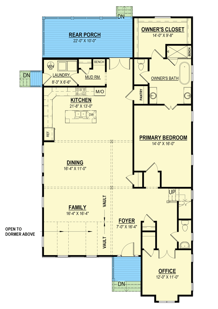 Plan 83627CRW: 4 Bed Modern Country Home Plan Just Under 3100 Square Feet with 2-Story Family Room - Floor Plan - Main Level - Cottage, Country, Farmhouse, Modern Farmhouse, New American, Traditional