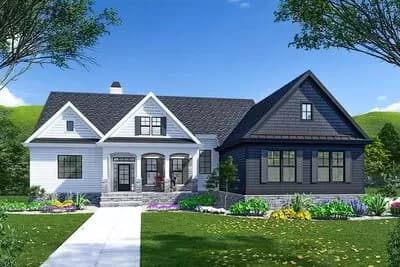 2800 Mountain-Style Craftsman House Plan with Lower Level Expansion