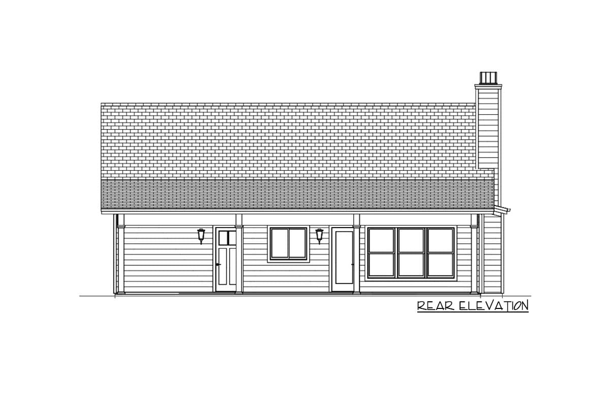 Plan 28947JJ: 2-Bed Country Cabin with Vaulted Open Floor Plan - 1275 Sq Ft - Image #13 - Cabin, Cottage, Country, Farmhouse, Ranch, Rustic