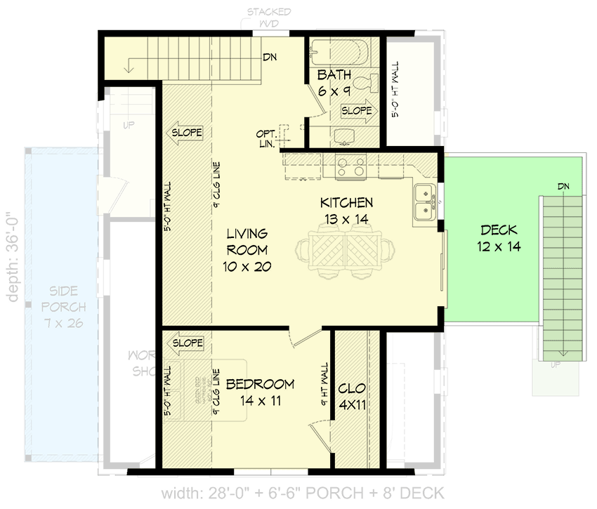 Plan 680044VR: Rustic Garage Apartment or ADU with 1200 Square Feet of Heated Living - Floor Plan - 2nd Floor - Cabin, Carriage, Country, Mountain, Rustic, Traditional