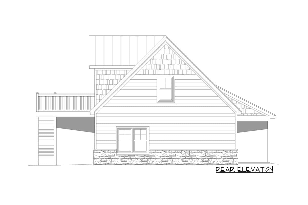 Plan 680044VR: Rustic Garage Apartment or ADU with 1200 Square Feet of Heated Living - Image #4 - Cabin, Carriage, Country, Mountain, Rustic, Traditional