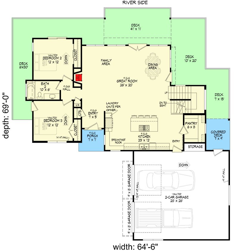 Plan 680046VR: 3400 Square Foot Mid-Century Modern Lake House Plan - Floor Plan - Main Level - Contemporary, Mid Century Modern, Modern, Mountain, Northwest