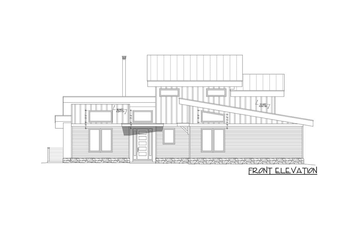 Plan 680046VR: 3400 Square Foot Mid-Century Modern Lake House Plan - Image #4 - Contemporary, Mid Century Modern, Modern, Mountain, Northwest