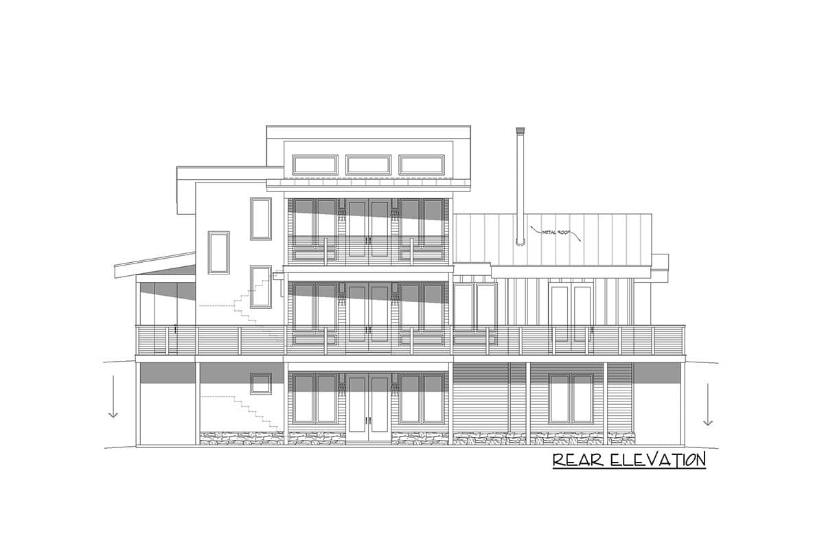 Plan 680046VR: 3400 Square Foot Mid-Century Modern Lake House Plan - Image #6 - Contemporary, Mid Century Modern, Modern, Mountain, Northwest