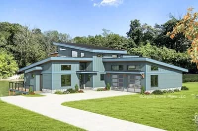 3400 Square Foot Mid-Century Modern Lake House Plan