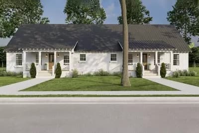 Rustic 2-Family Home Plan with Matching Units Under 1500 Square Feet