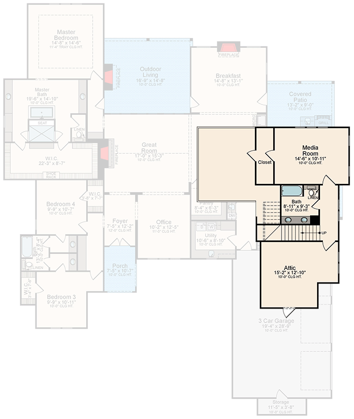 Plan 510236WDY: 4-Bed Modern Louisiana-Style House Plan Around 4200 Square Feet - Floor Plan - 2nd Floor - Acadian, European, French Country, Louisiana-Style, Southern, Transitional