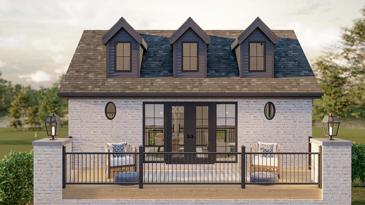 Plan 623166DJ: 803 Square Foot Pool House Plan with Upstairs Bunk Bds and Rec Room - Image #8 - Contemporary, Cottage, Country, European, French Country, Georgian, New American