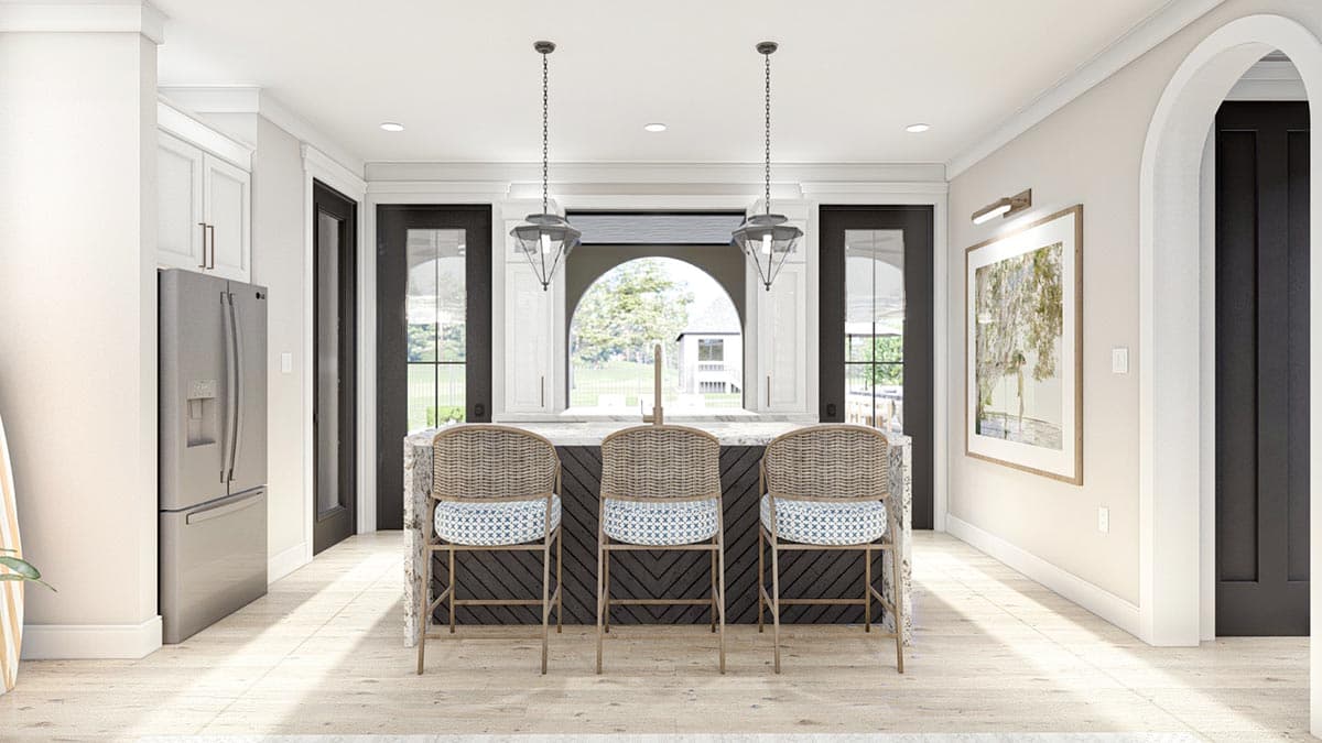 Plan 623166DJ: 803 Square Foot Pool House Plan with Upstairs Bunk Bds and Rec Room - Image #11 - Contemporary, Cottage, Country, European, French Country, Georgian, New American