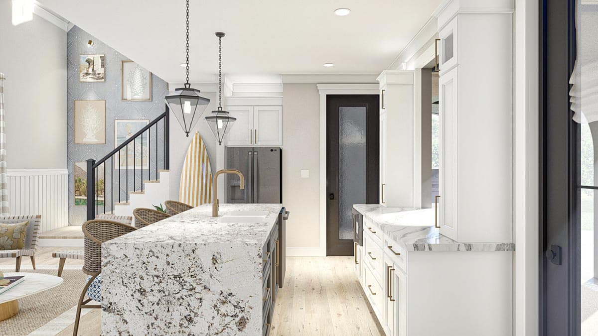 Plan 623166DJ: 803 Square Foot Pool House Plan with Upstairs Bunk Bds and Rec Room - Image #12 - Contemporary, Cottage, Country, European, French Country, Georgian, New American