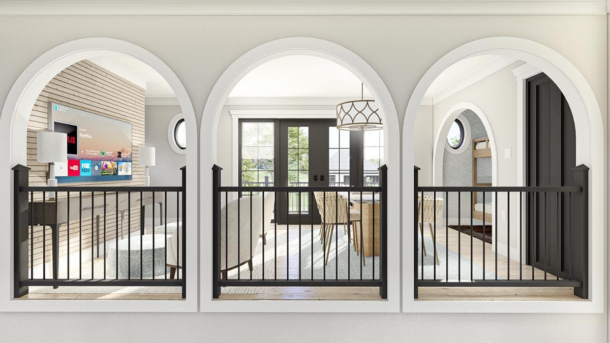 Plan 623166DJ: 803 Square Foot Pool House Plan with Upstairs Bunk Bds and Rec Room - Image #13 - Contemporary, Cottage, Country, European, French Country, Georgian, New American