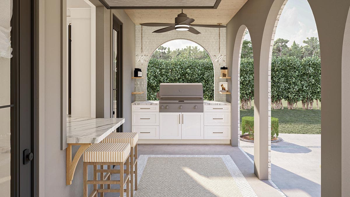 Plan 623166DJ: 803 Square Foot Pool House Plan with Upstairs Bunk Bds and Rec Room - Image #18 - Contemporary, Cottage, Country, European, French Country, Georgian, New American