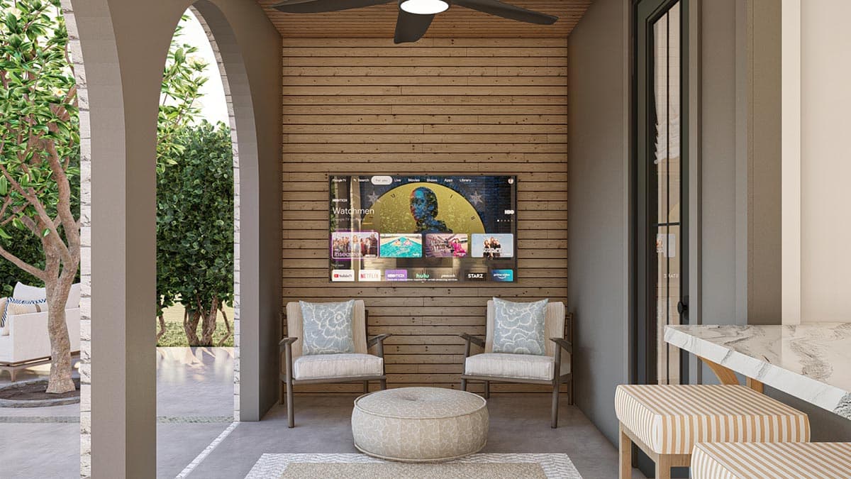 Plan 623166DJ: 803 Square Foot Pool House Plan with Upstairs Bunk Bds and Rec Room - Image #19 - Contemporary, Cottage, Country, European, French Country, Georgian, New American