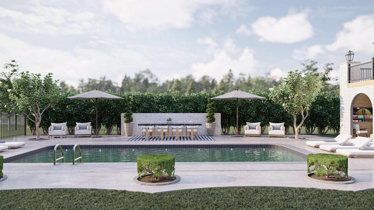 Plan 623166DJ: 803 Square Foot Pool House Plan with Upstairs Bunk Bds and Rec Room - Image #20 - Contemporary, Cottage, Country, European, French Country, Georgian, New American