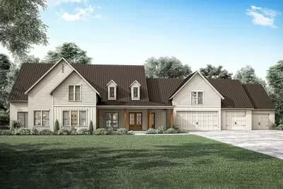 One-level Country Home Plan with Workshop and Ample Outdoor Living Space