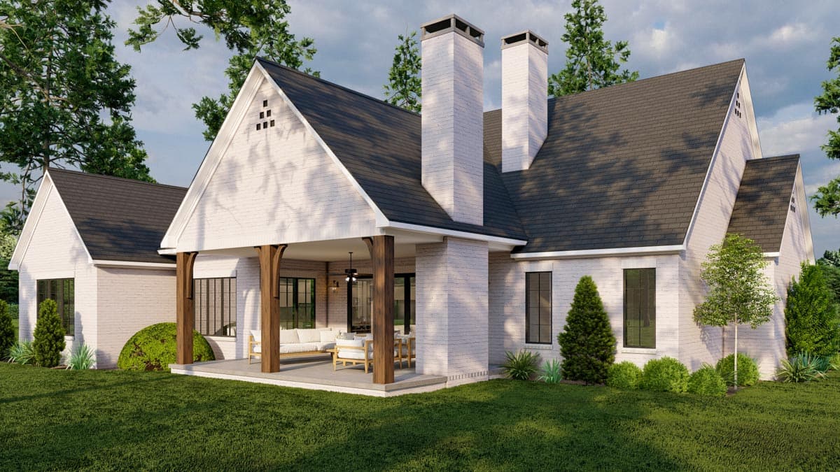 Plan 70834MK: Transitional 4-Bed House Plan with Vaulted Outdoor Living Room - 2998 Sq Ft - Image #4 - Acadian, Contemporary, Country, Southern, Transitional