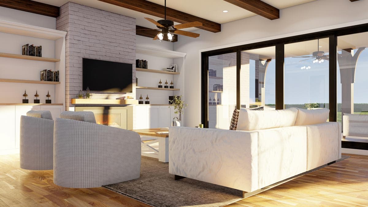 Plan 70834MK: Transitional 4-Bed House Plan with Vaulted Outdoor Living Room - 2998 Sq Ft - Image #10 - Acadian, Contemporary, Country, Southern, Transitional