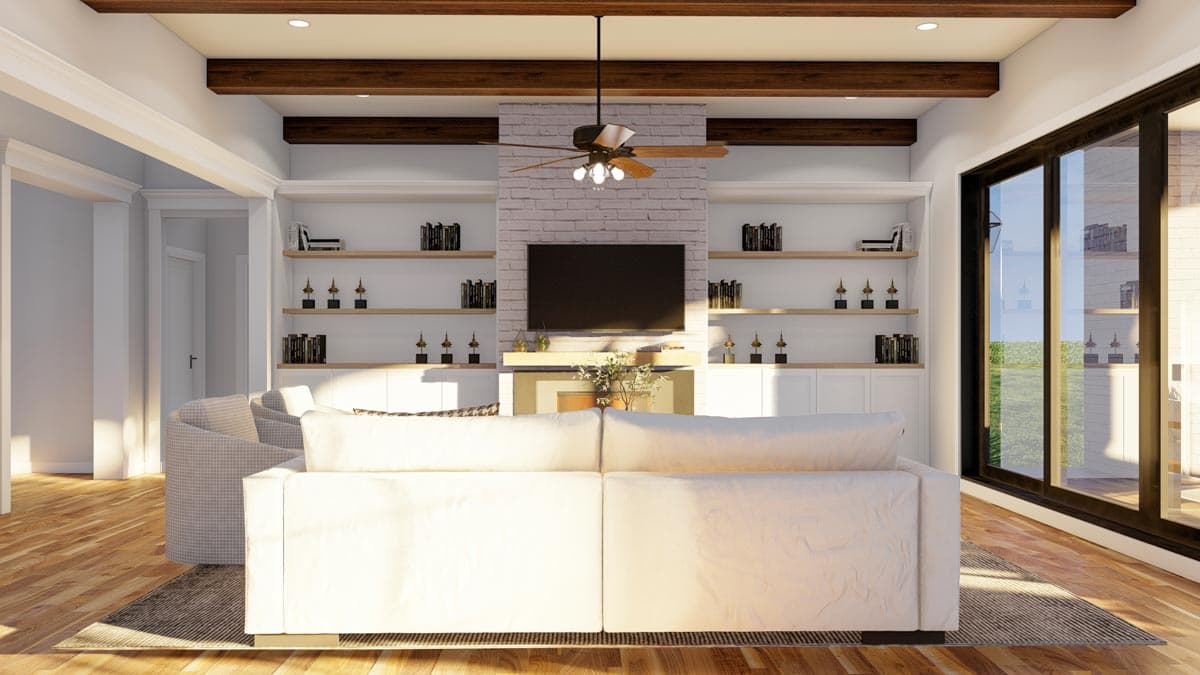 Plan 70834MK: Transitional 4-Bed House Plan with Vaulted Outdoor Living Room - 2998 Sq Ft - Image #11 - Acadian, Contemporary, Country, Southern, Transitional