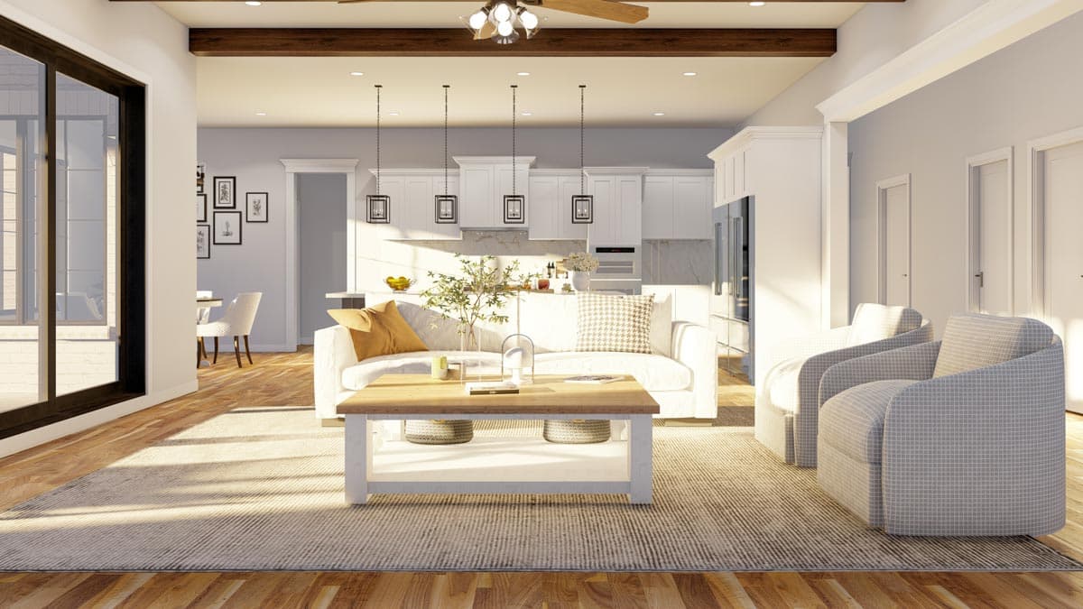 Plan 70834MK: Transitional 4-Bed House Plan with Vaulted Outdoor Living Room - 2998 Sq Ft - Image #12 - Acadian, Contemporary, Country, Southern, Transitional