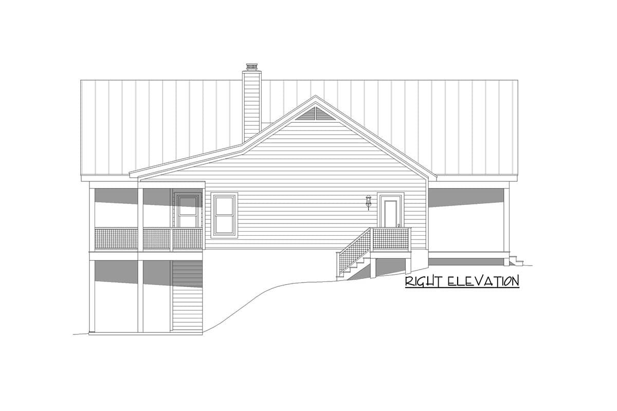 Plan 680048VR: 2-Bed Country Lake House Under 1,500 Square Feet of Living Space - Image #5 - Country, Craftsman, Mountain, Ranch, Rustic