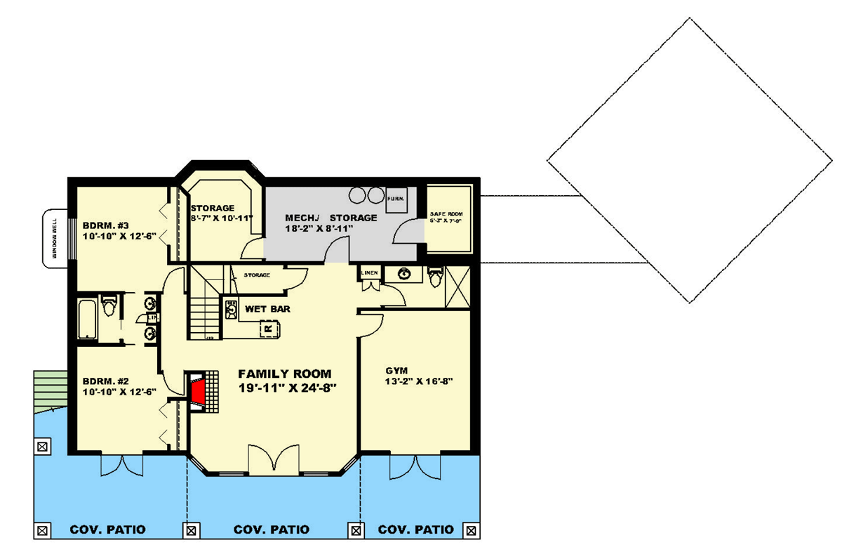 Plan 350008GH: Mountain Ranch Home Plan Under 3400 Square Feet with Angled Garage and a Home Office - Floor Plan - Walkout Basement - Country, Craftsman, Mountain, Ranch, Rustic