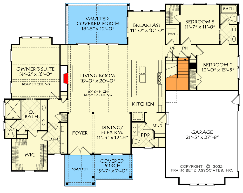 Plan 710420BTZ: New American House Plan Under 2300 Square Feet with Flex Room and Bonus Expansion - Floor Plan - Main Level - Country, Craftsman, New American, Ranch
